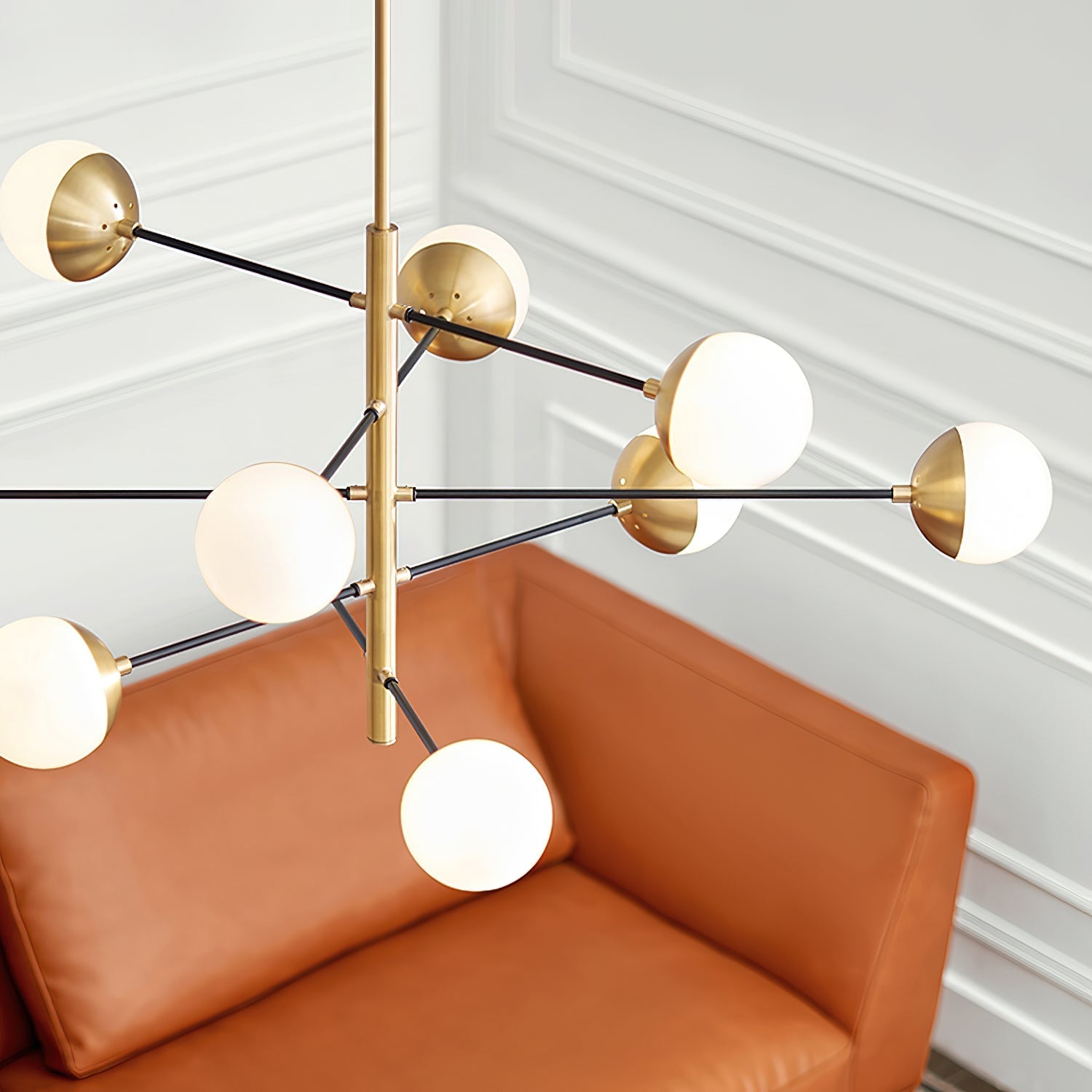 Ultra Modern Minimalist Brass Metal Glass Chandelier - Lamp Copper
