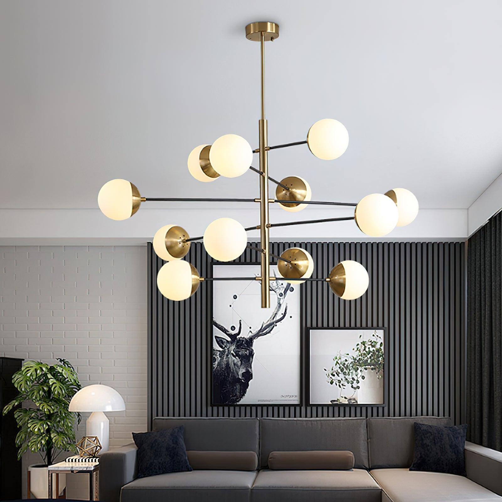 Ultra Modern Minimalist Brass Metal Glass Chandelier - Lamp Copper