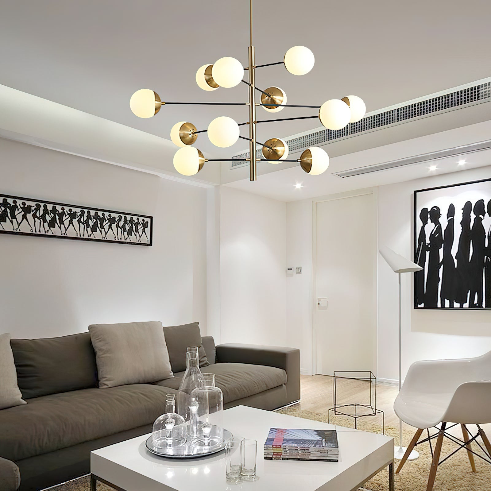 Ultra Modern Minimalist Brass Metal Glass Chandelier - Lamp Copper