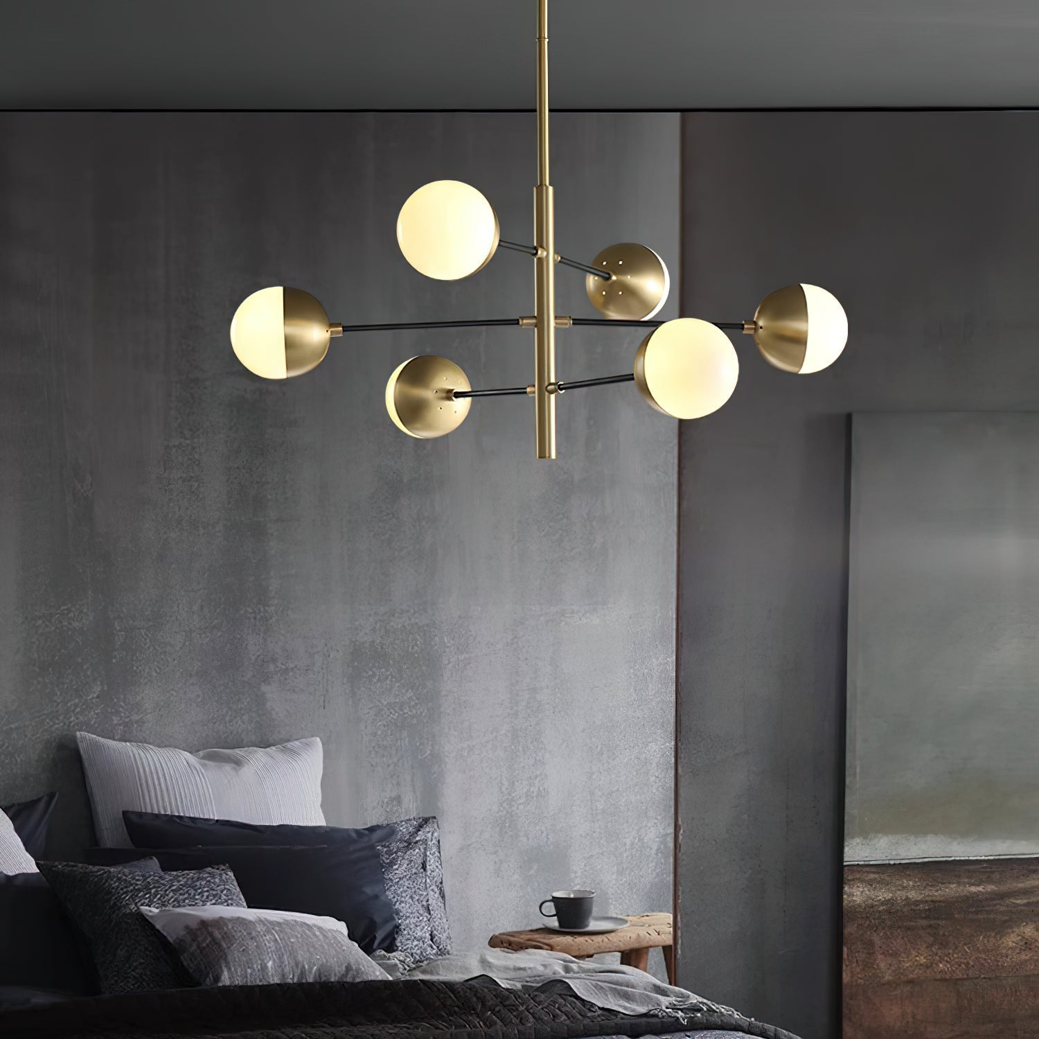 Ultra Modern Minimalist Brass Metal Glass Chandelier - Lamp Copper