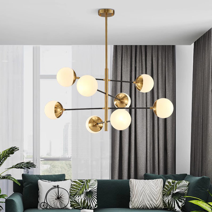 Ultra Modern Minimalist Brass Metal Glass Chandelier - Lamp Copper