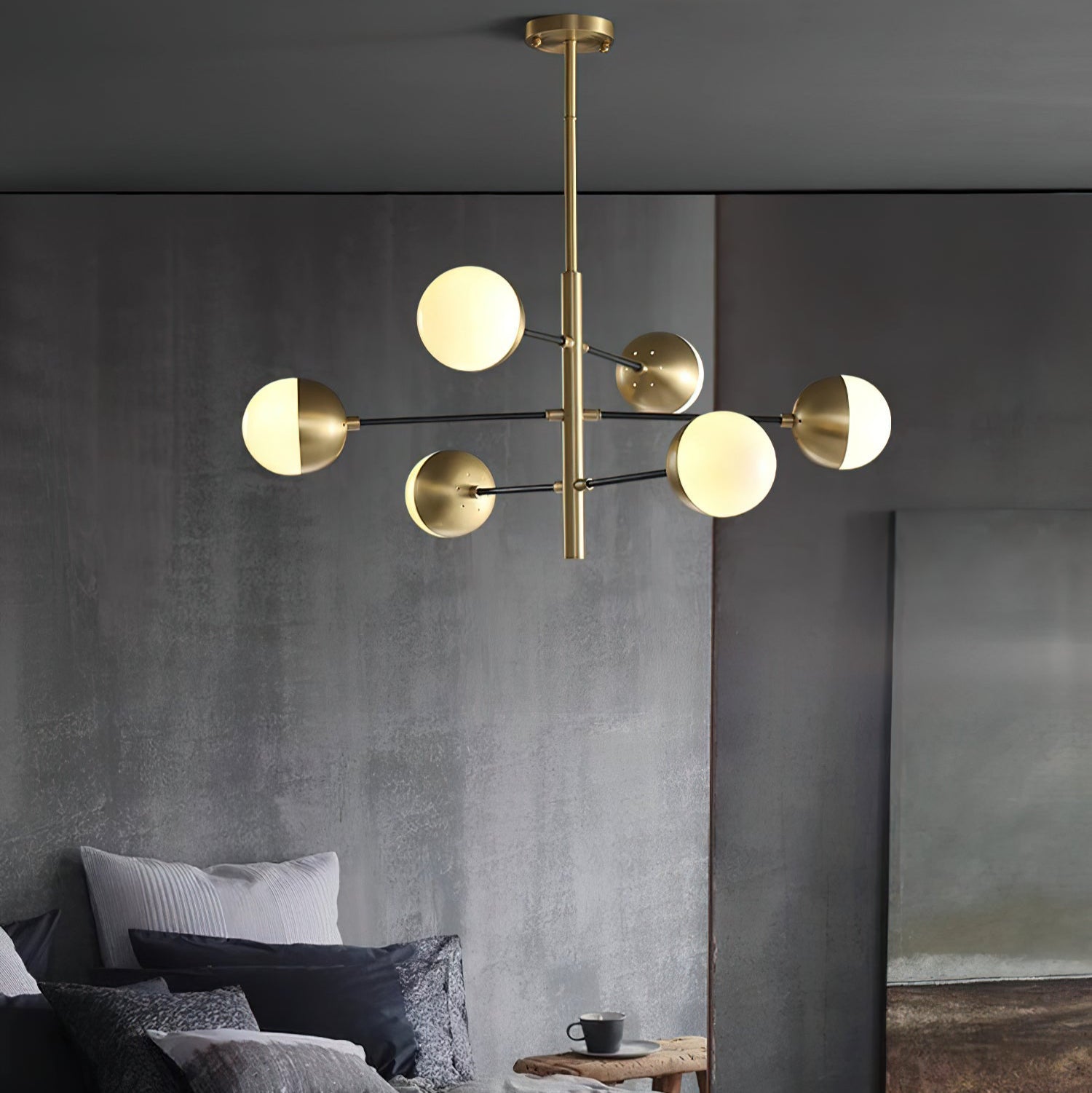 Ultra Modern Minimalist Brass Metal Glass Chandelier - Lamp Copper