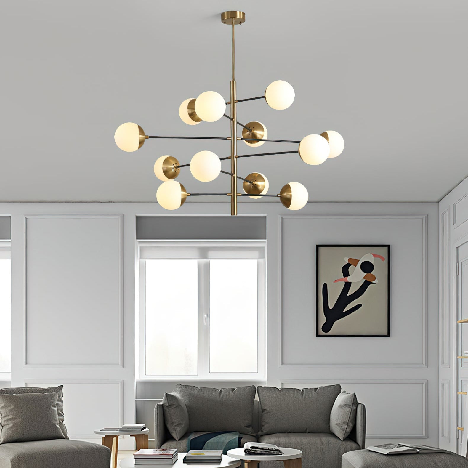 Ultra Modern Minimalist Brass Metal Glass Chandelier - Lamp Copper