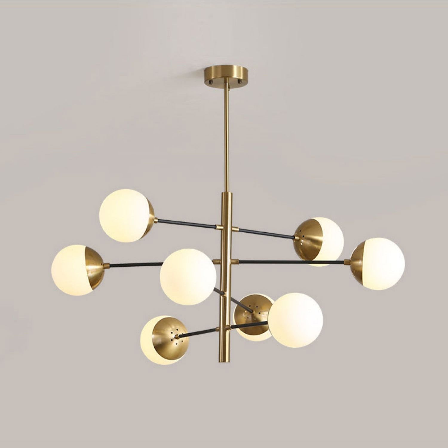 Ultra Modern Minimalist Brass Metal Glass Chandelier - Lamp Copper