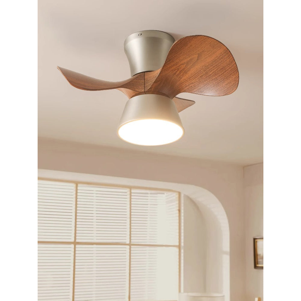 Zanorir Modern Minimalist Natural Wooden Acrylic Ceiling Fan Light - Lamp Copper