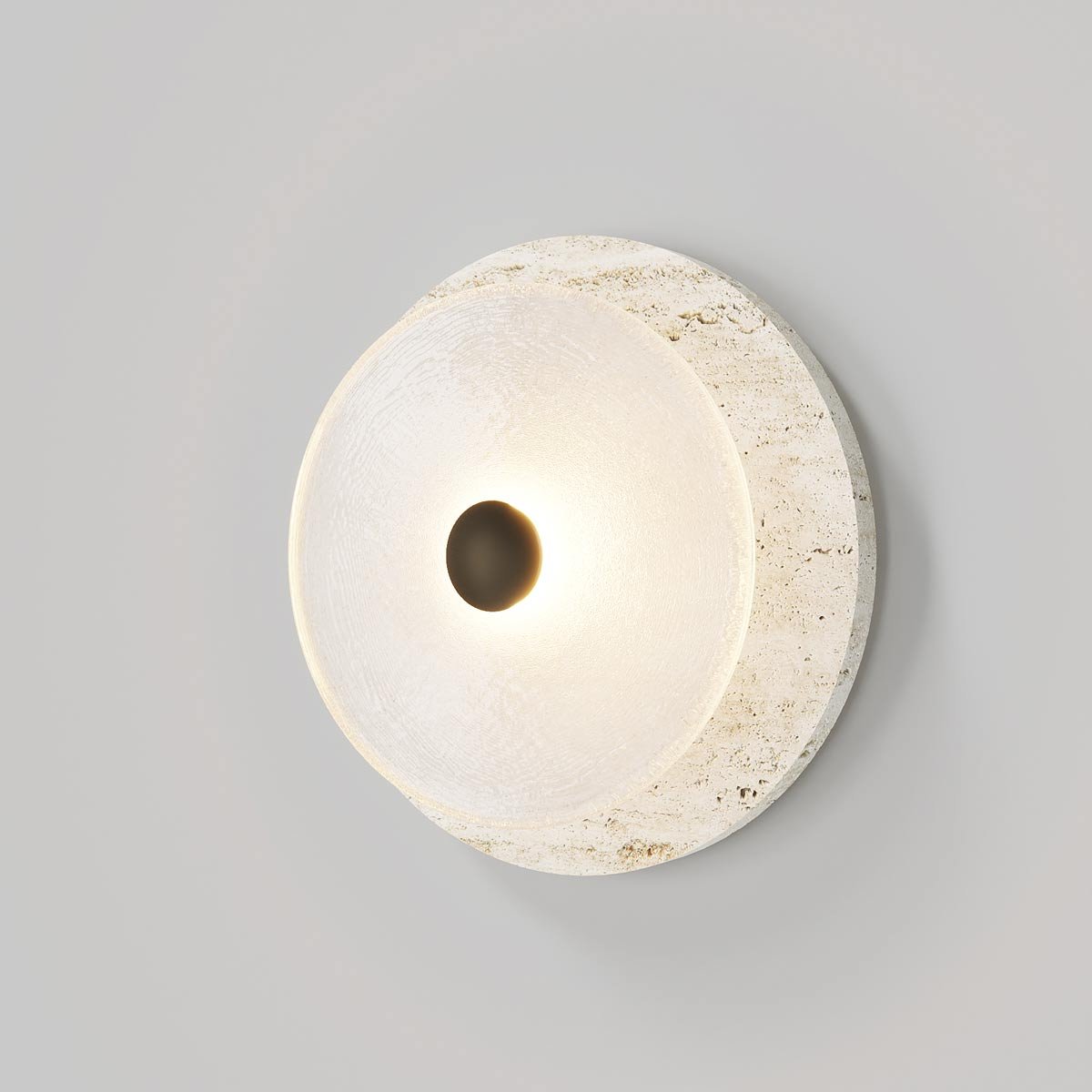 Ether Modern Minimalist Silver Metal Travertine Wall Lamp - Lamp Copper