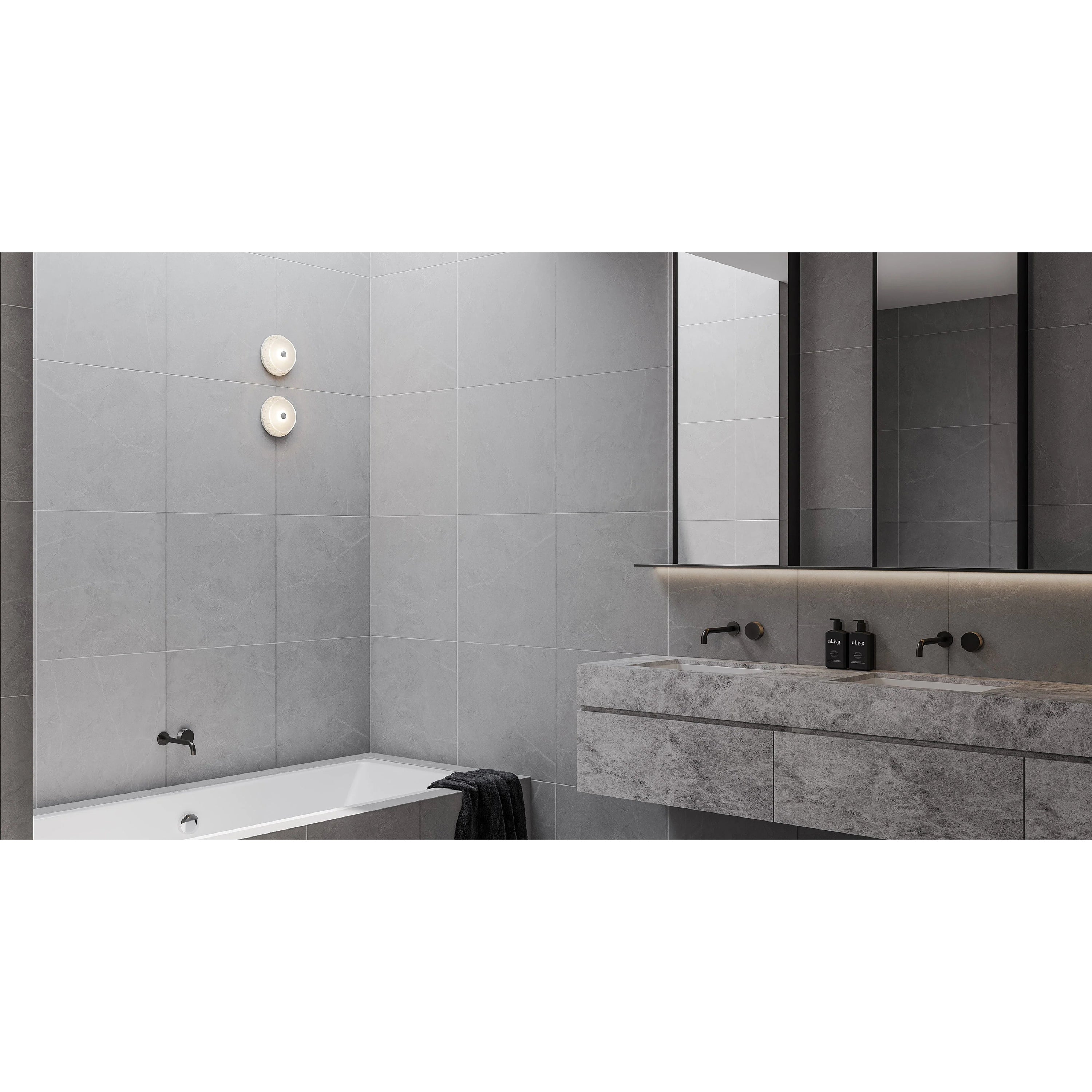 Ether Modern Minimalist Silver Metal Travertine Wall Lamp - Lamp Copper