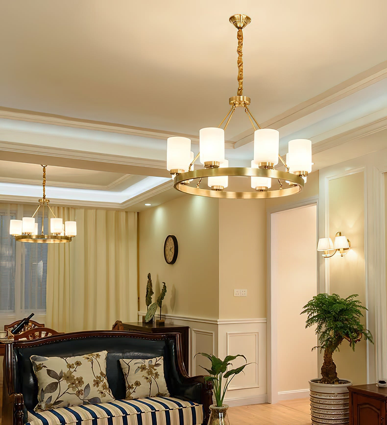 Illume Postmodern Luxury Brass Metal Glass Chandelier - Lamp Copper