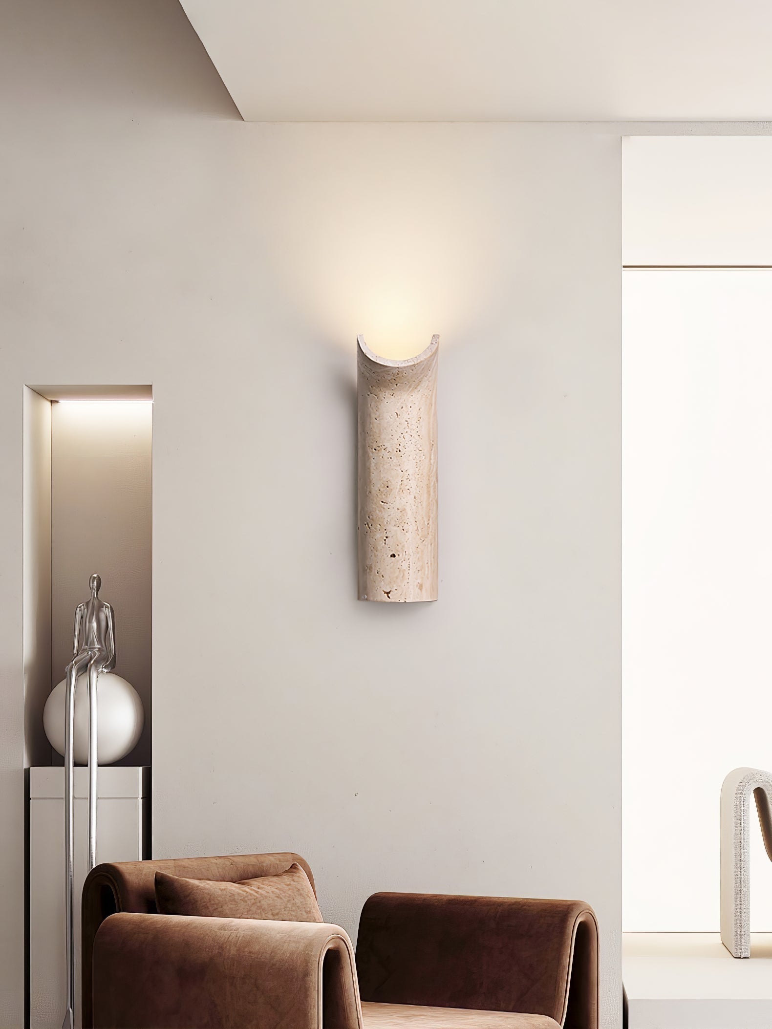 Lycoris Travertine Tapered Wall Light - Letslighting