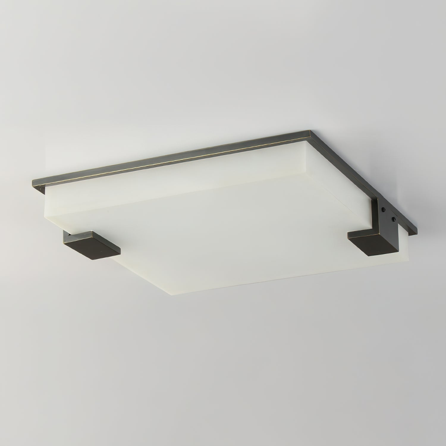 Muse Modern Minimalist Alabaster Flush Mount Ceiling Light - Lamp Copper