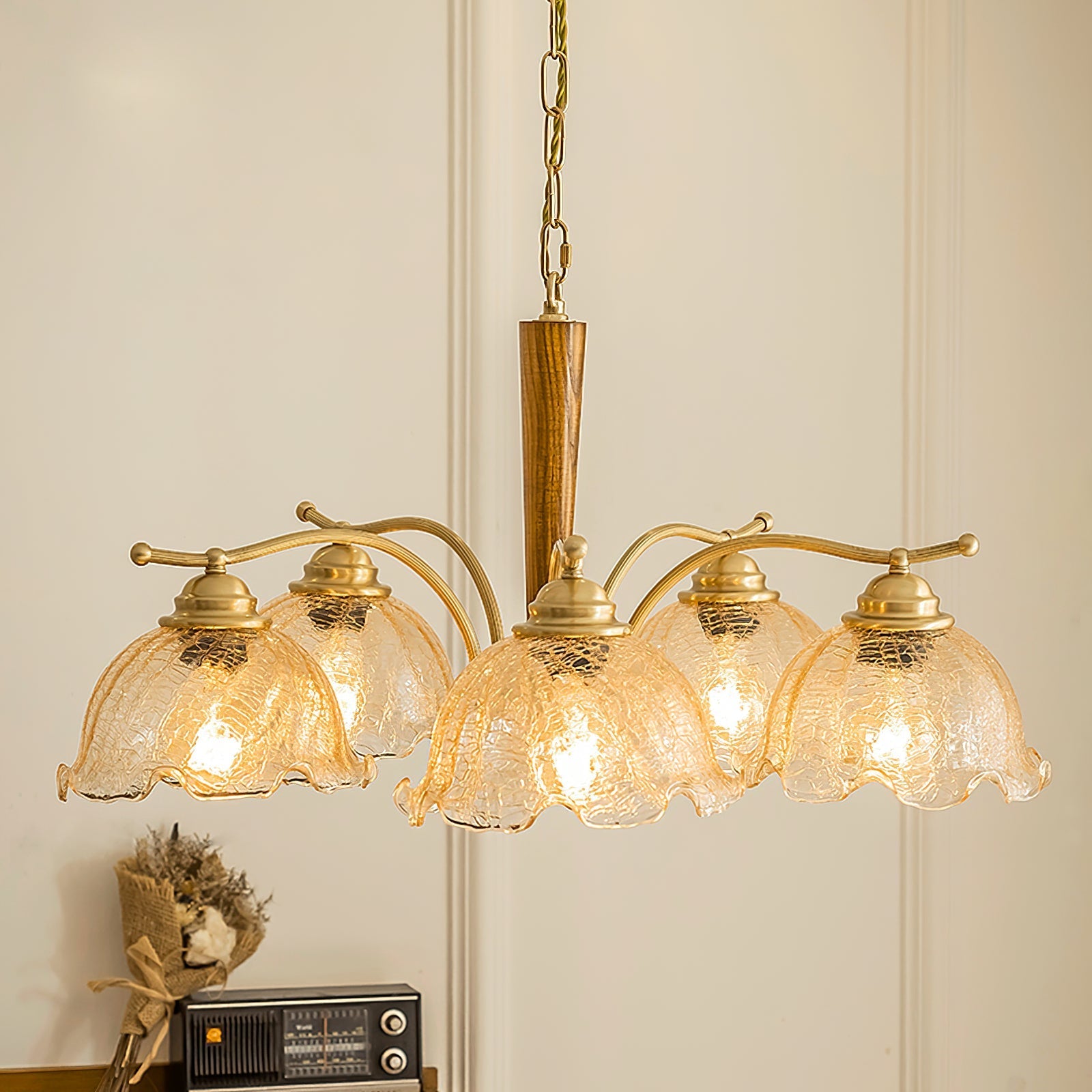 Ogle Individual Creativity Flower Metal Glass Chandelier - Lamp Copper