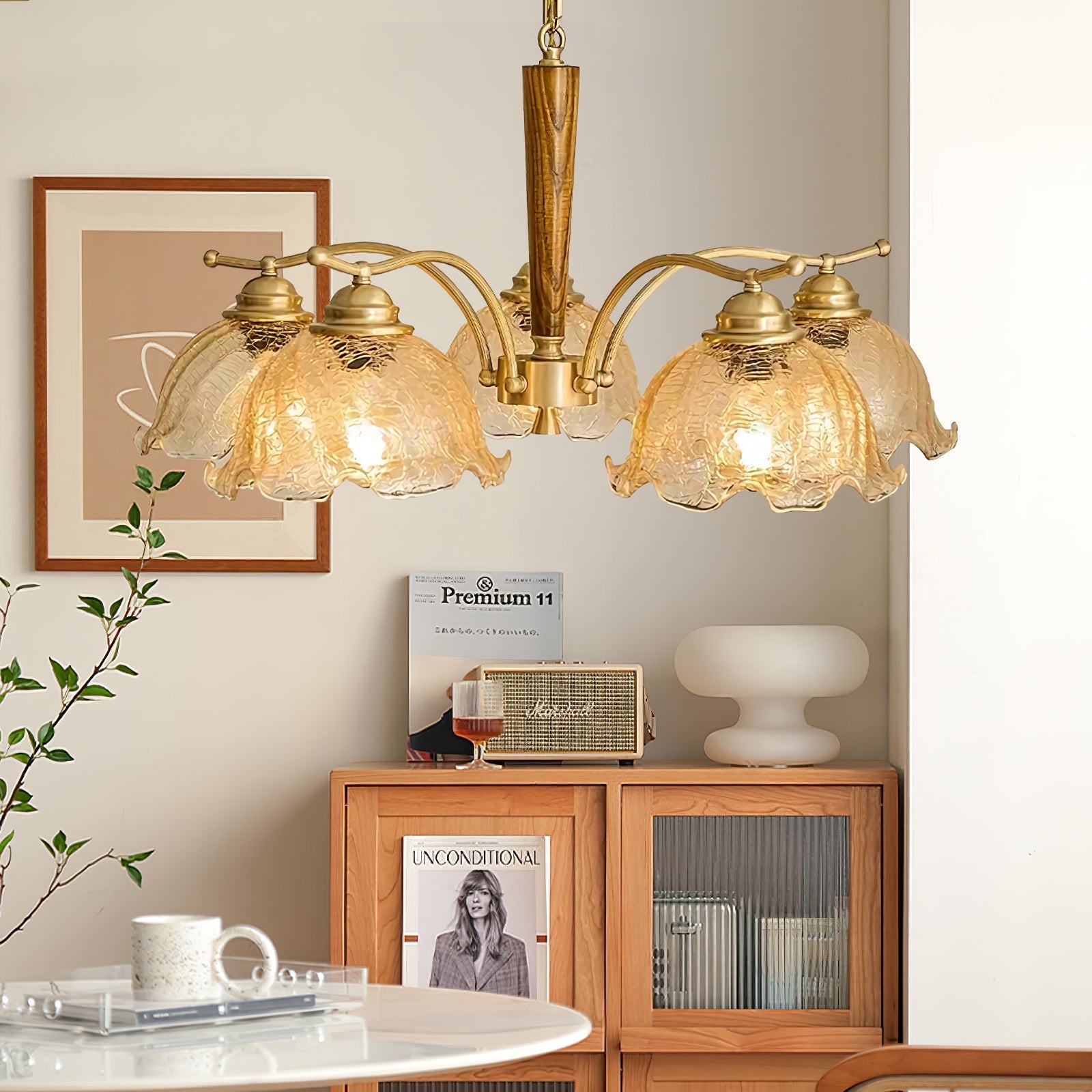 Ogle Individual Creativity Flower Metal Glass Chandelier - Lamp Copper