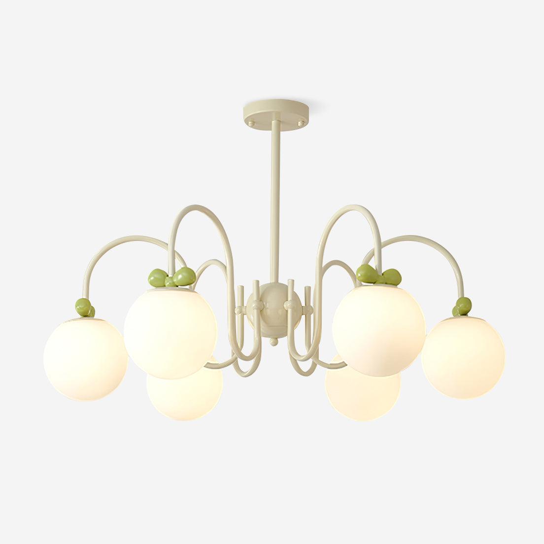 Cherry Chandelier Frosted Globe Branches Cream - Letslighting