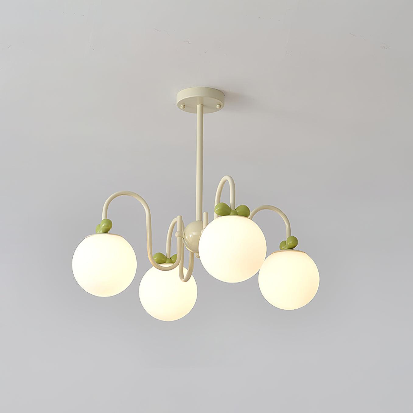 Cherry Chandelier Frosted Globe Branches Cream - Letslighting