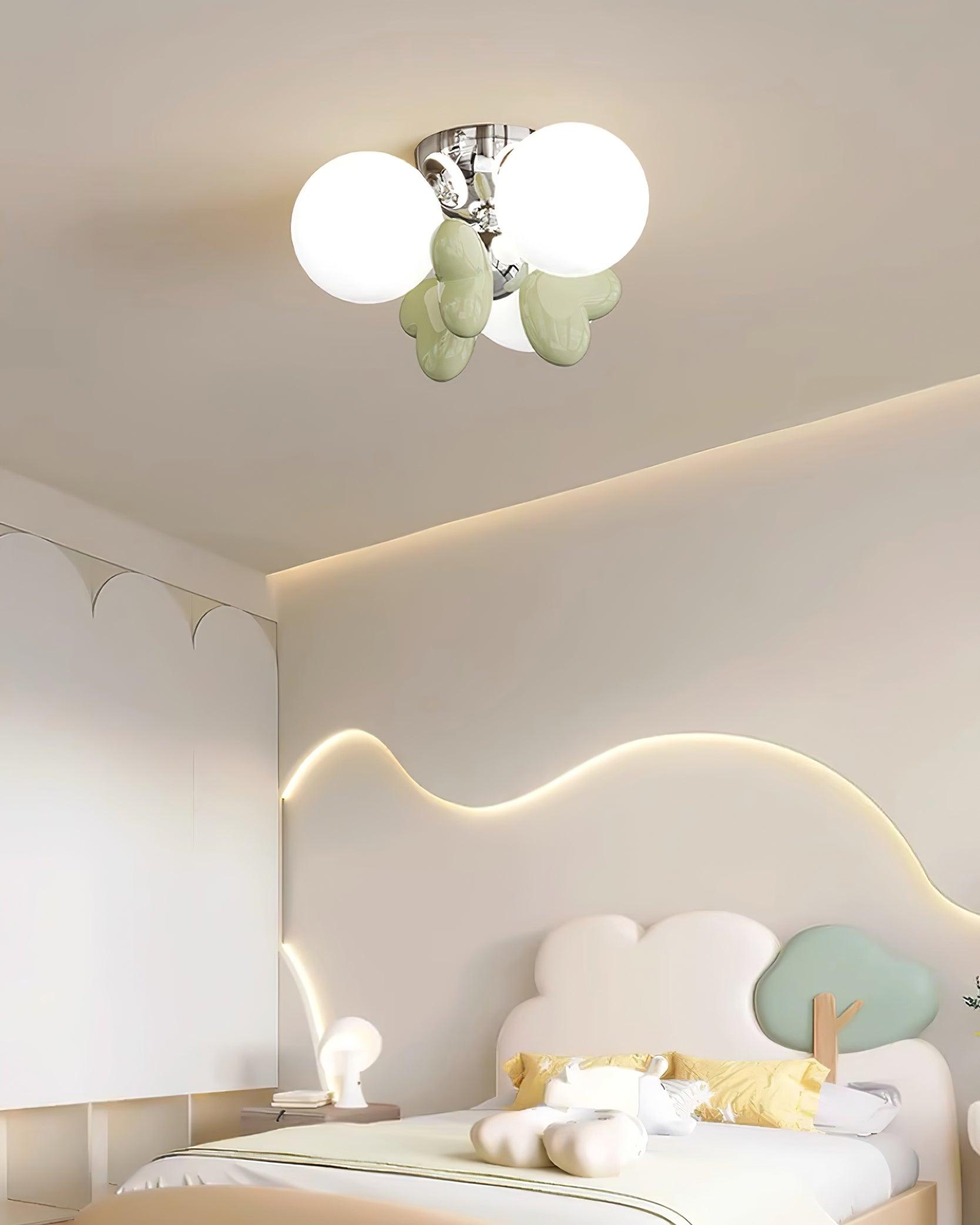 Nica Ceiling Lamp Cream Globe Cluster Modern Bedroom - Letslighting