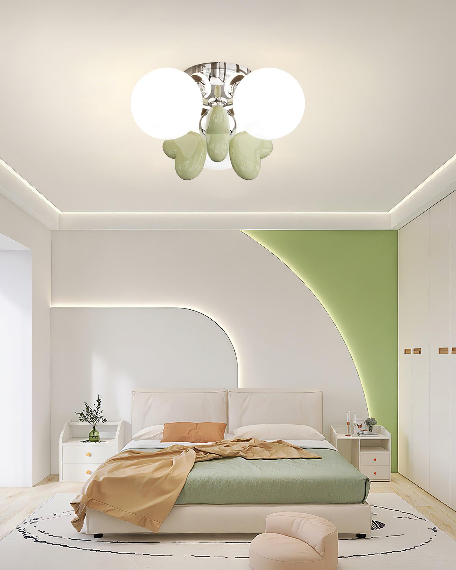 Nica Ceiling Lamp Cream Globe Cluster Modern Bedroom - Letslighting