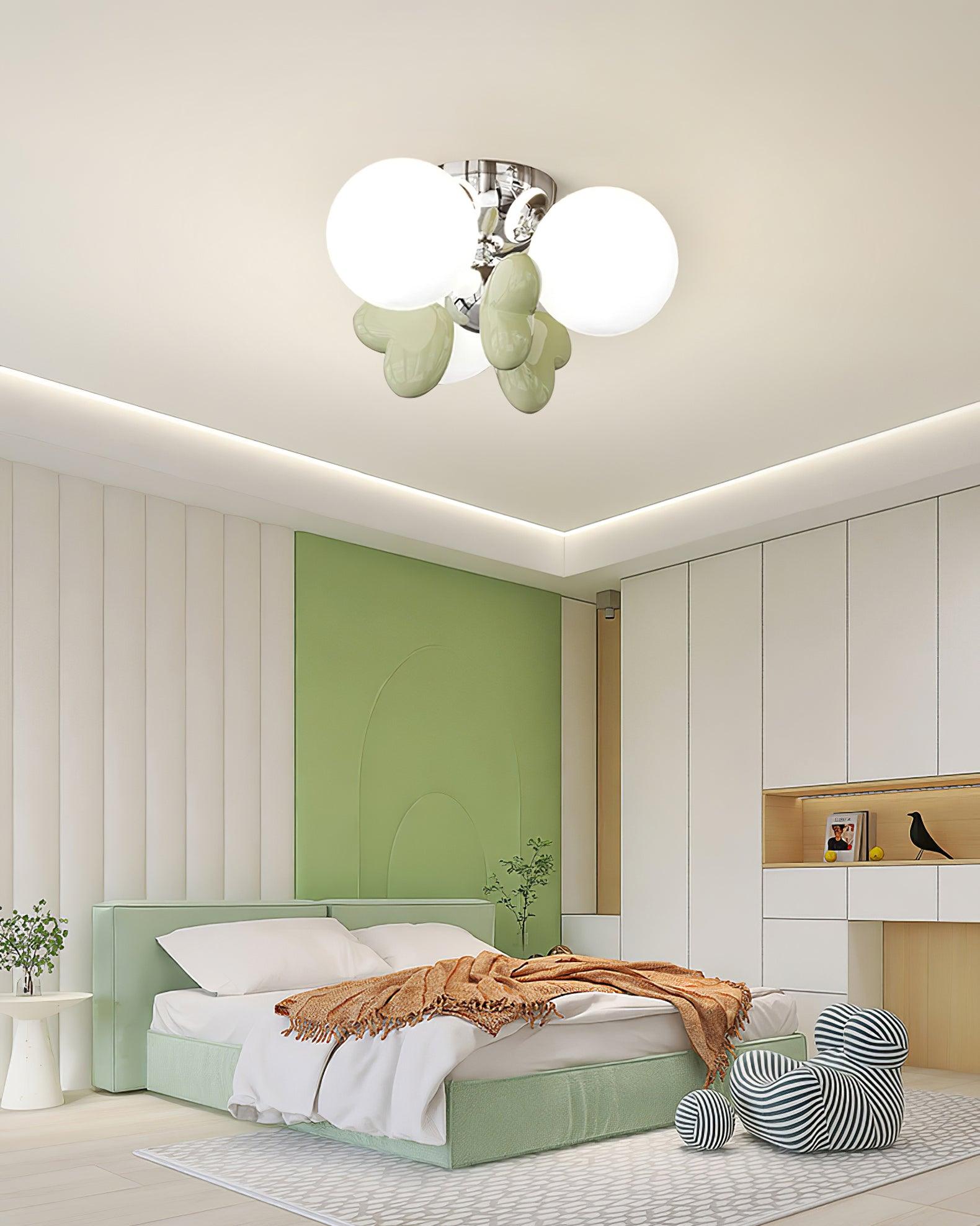 Nica Ceiling Lamp Cream Globe Cluster Modern Bedroom - Letslighting