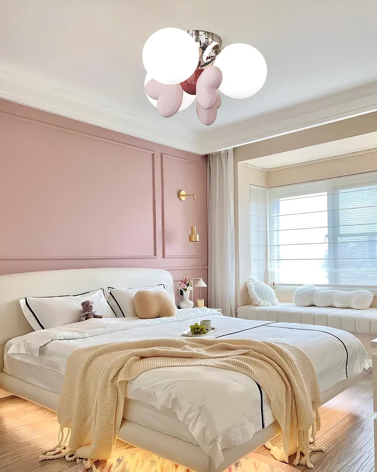 Nica Ceiling Lamp Cream Globe Cluster Modern Bedroom - Letslighting