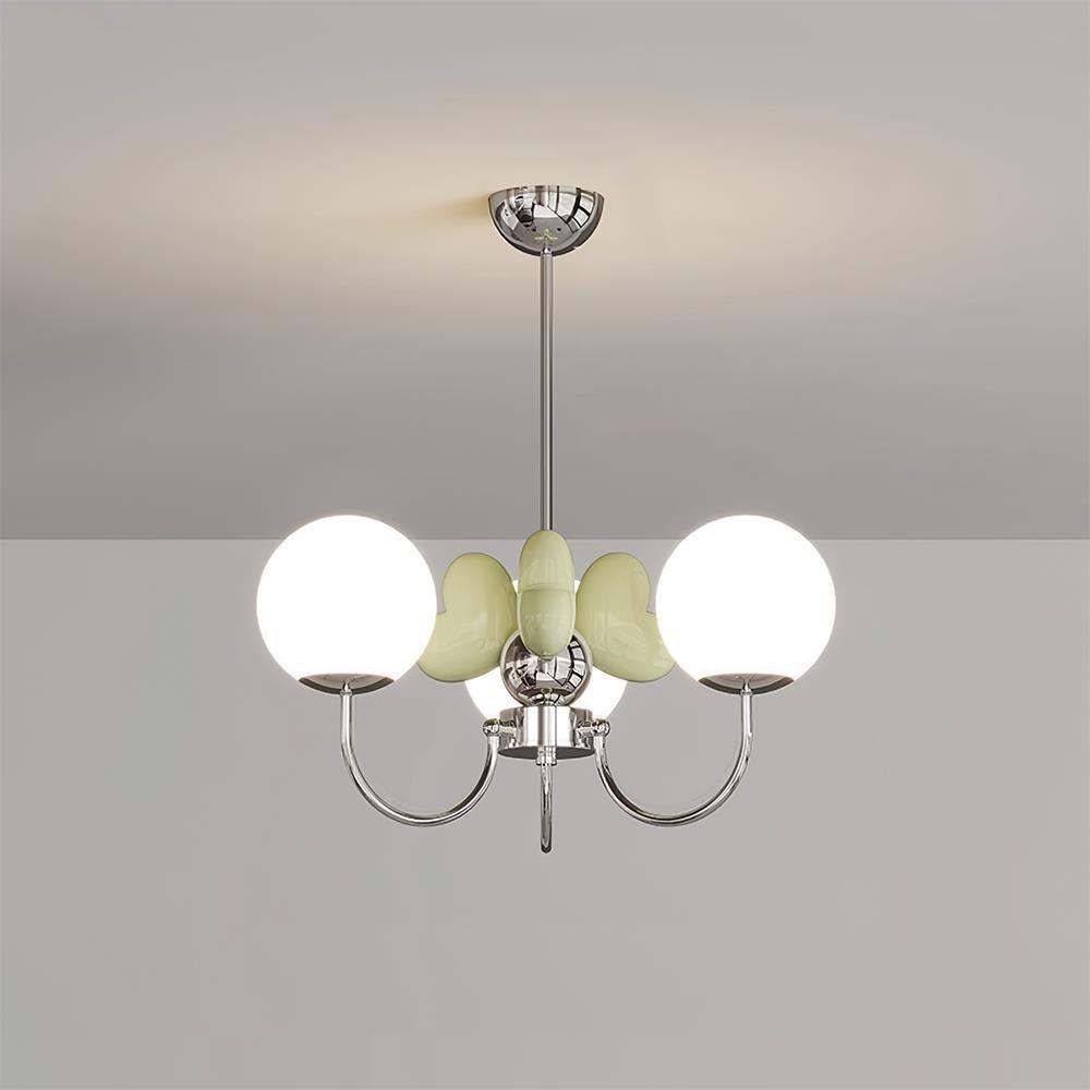 Nica Chandelier Pink Porcelain Petals Frosted Globes - Letslighting