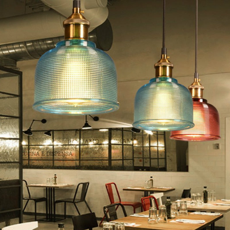 Valentina Vintage Luminaires Suspension, Bleu/Rouge/Transparent/Ambre