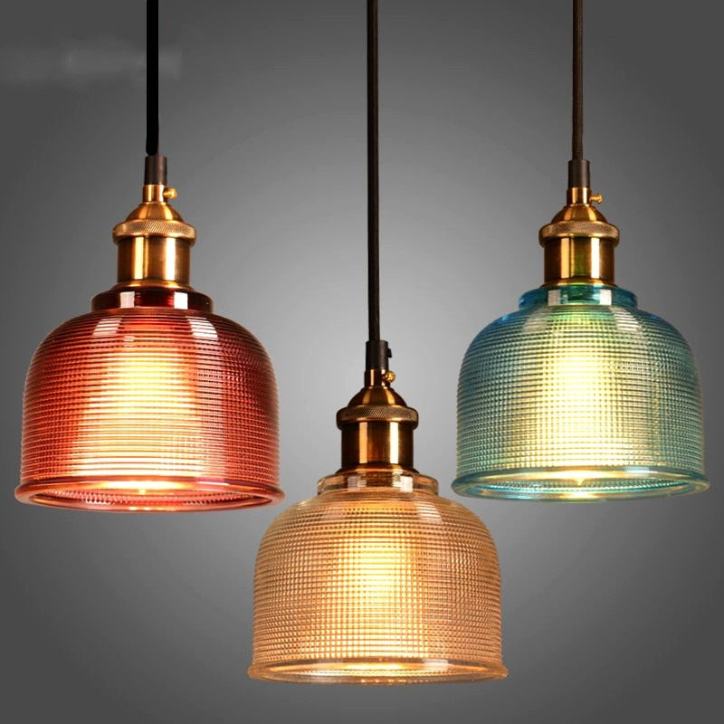 Valentina Vintage Luminaires Suspension, Bleu/Rouge/Transparent/Ambre