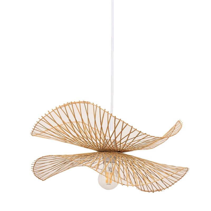 Ritta Suspension Linéaire Vintage, Rotin, Bois, Salon