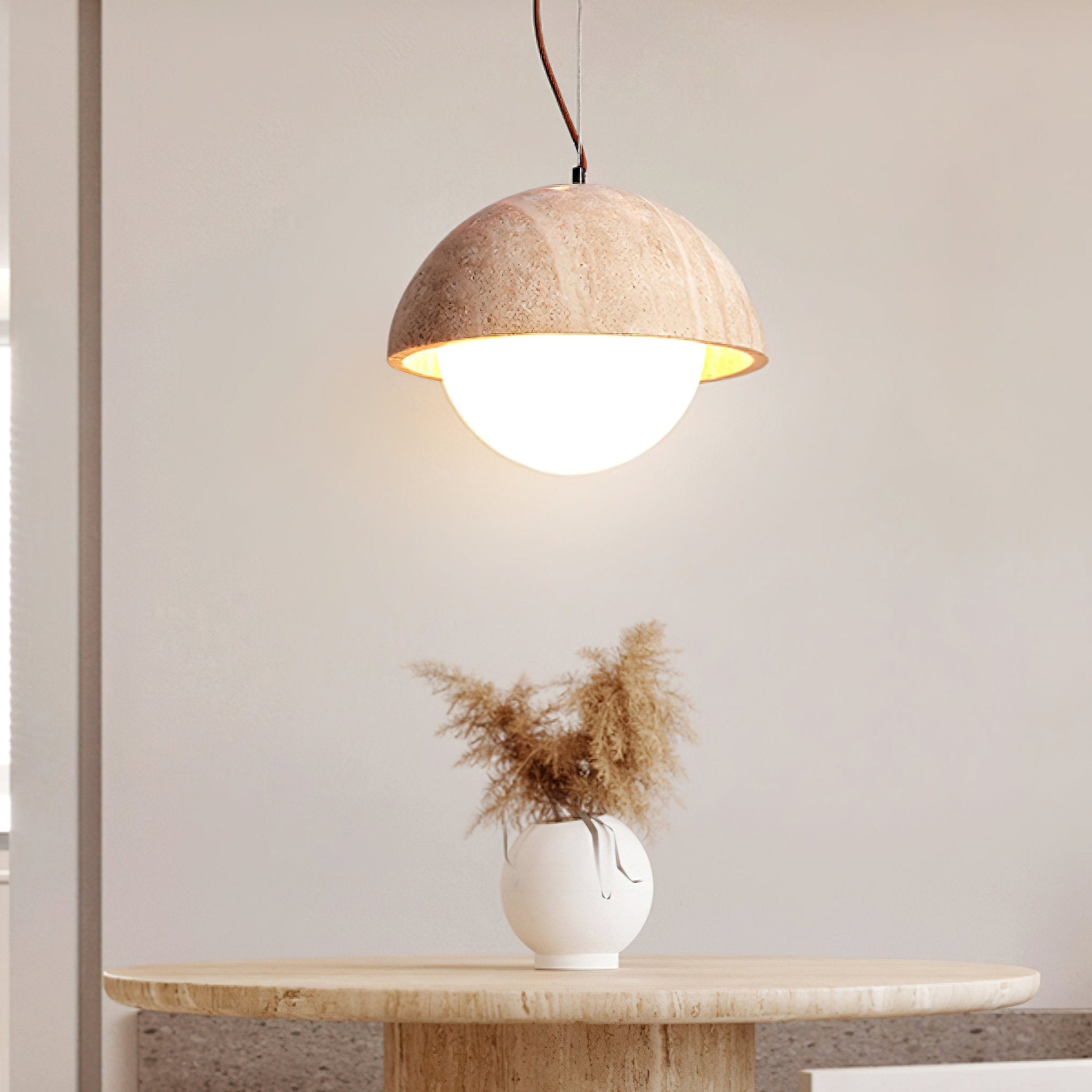 Avdoraris Dome-Shaped Travertine Pendant Light - Letslighting