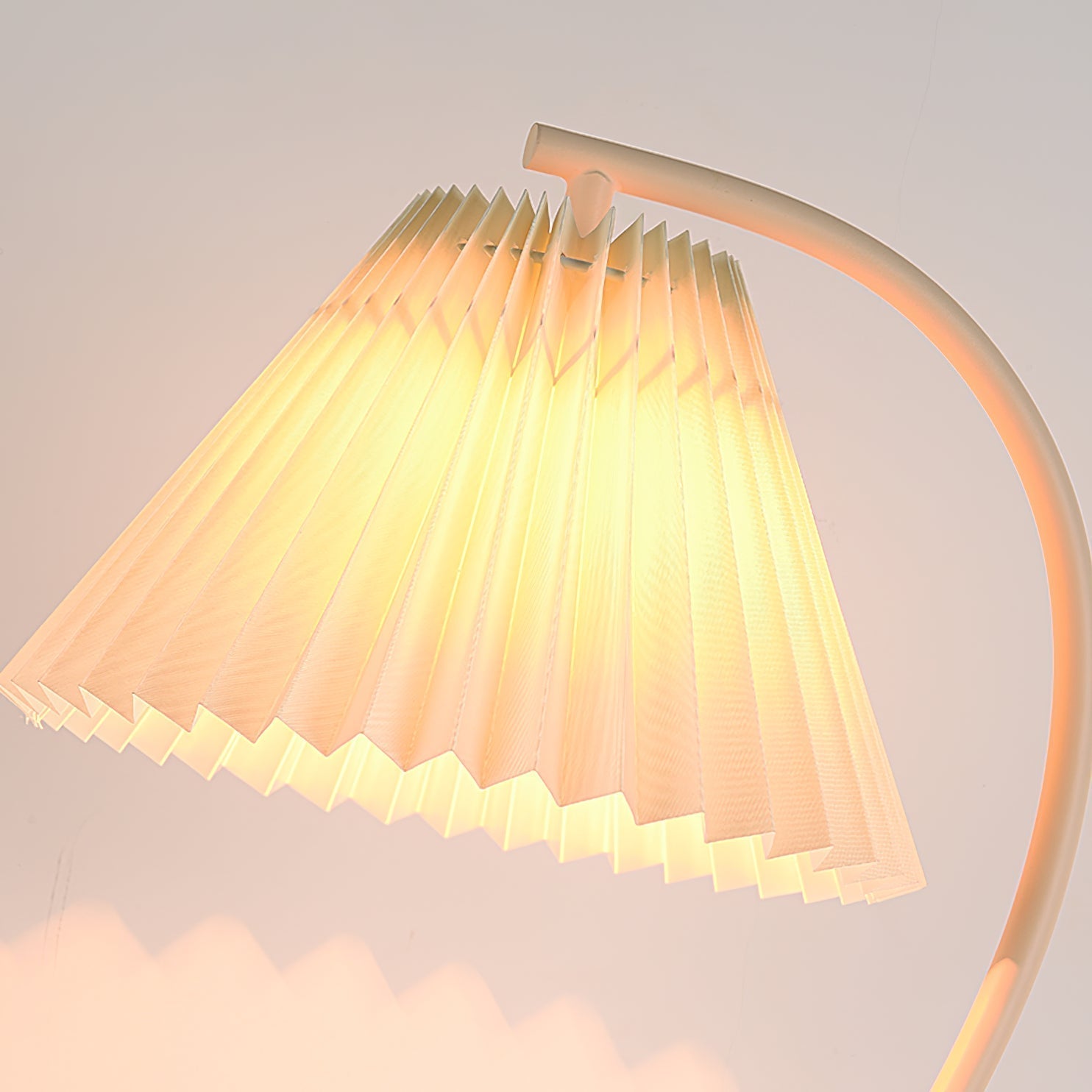 Muto Lampe de Table Plissé Nordique, Métal/Fibre, Blanc/Beige, Salon