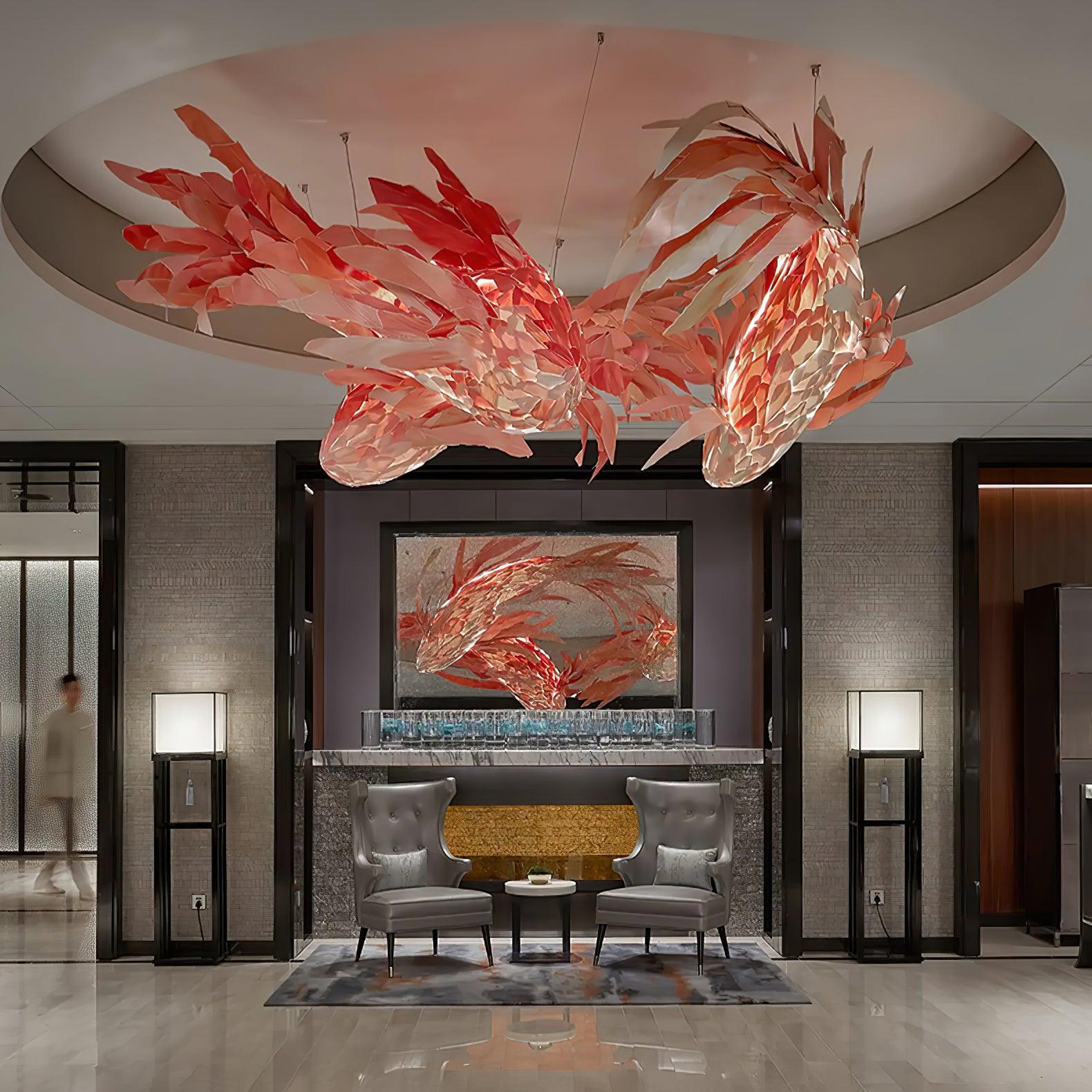 Vamararae Crimson Swirl Koi Pendant Light - Blowlighting