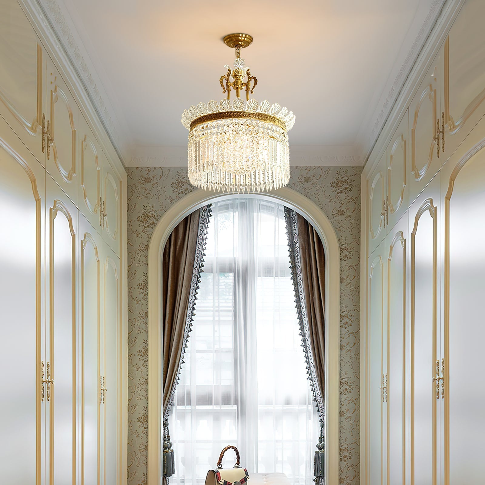 Crinoline Postmodern Luxury Brass Crystal Chandelier - Lamp Copper