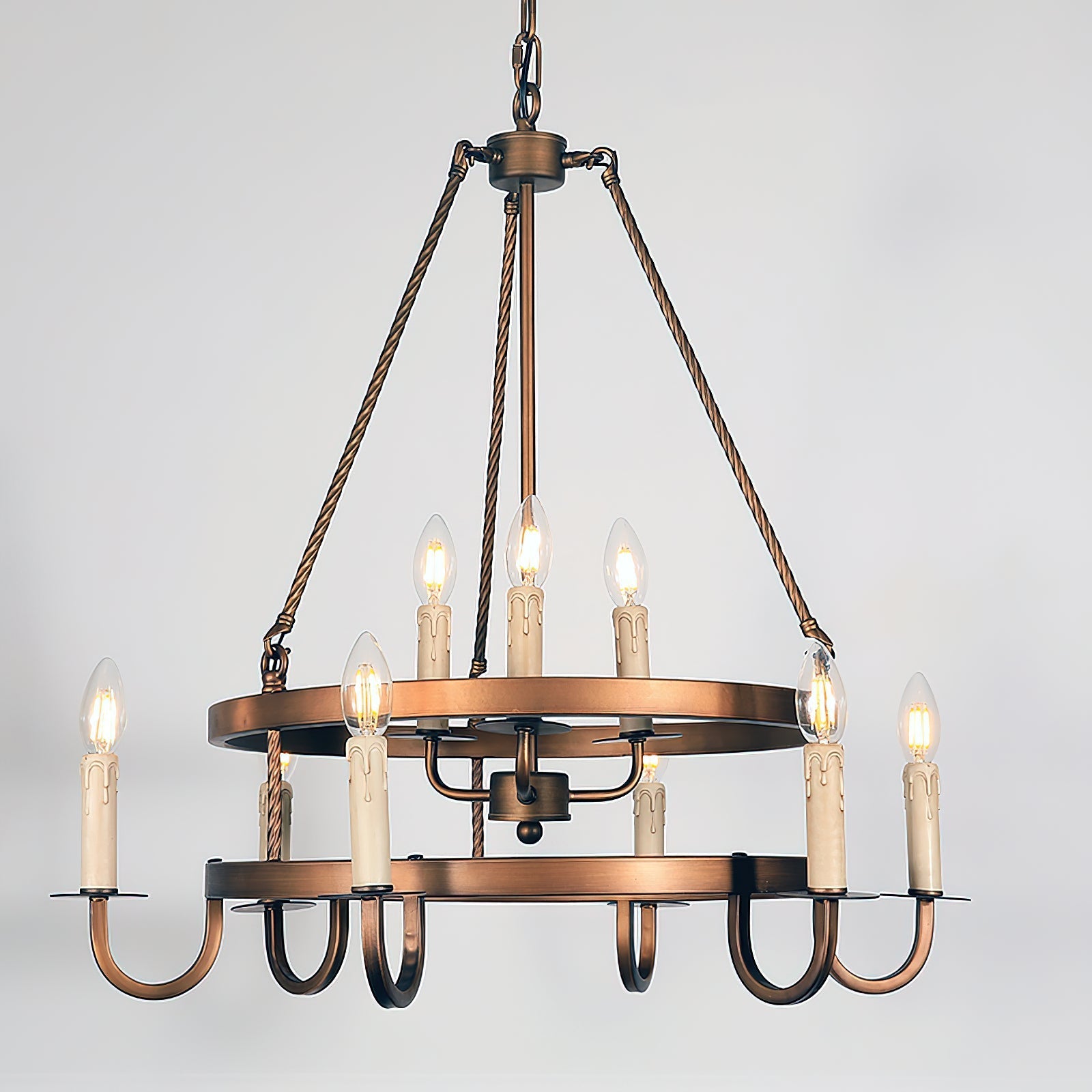 Woven Classic Wagon Wheel Plastic Chandelier - Lamp Copper