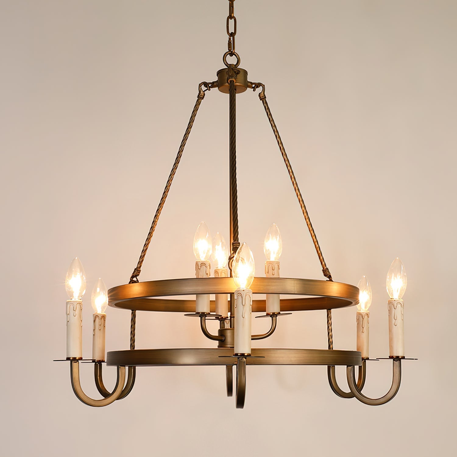 Woven Classic Wagon Wheel Plastic Chandelier - Lamp Copper