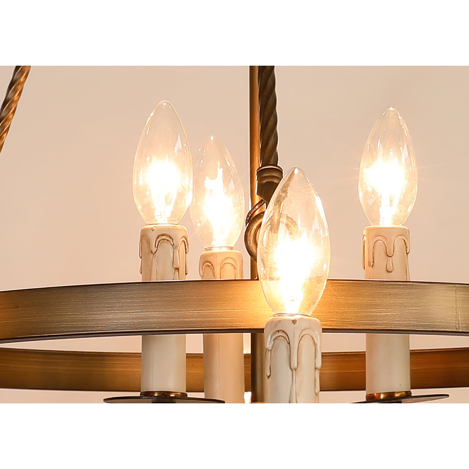 Woven Classic Wagon Wheel Plastic Chandelier - Lamp Copper