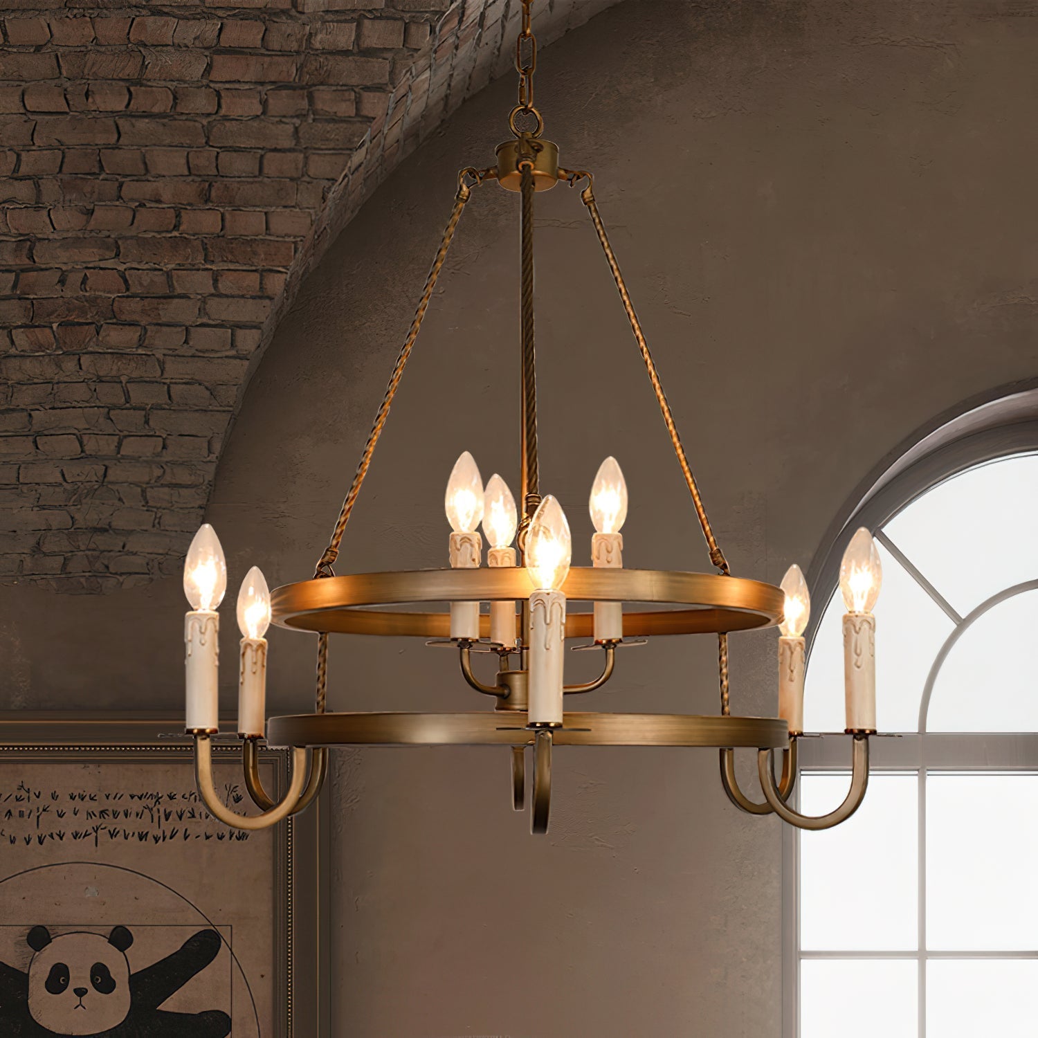 Woven Classic Wagon Wheel Plastic Chandelier - Lamp Copper