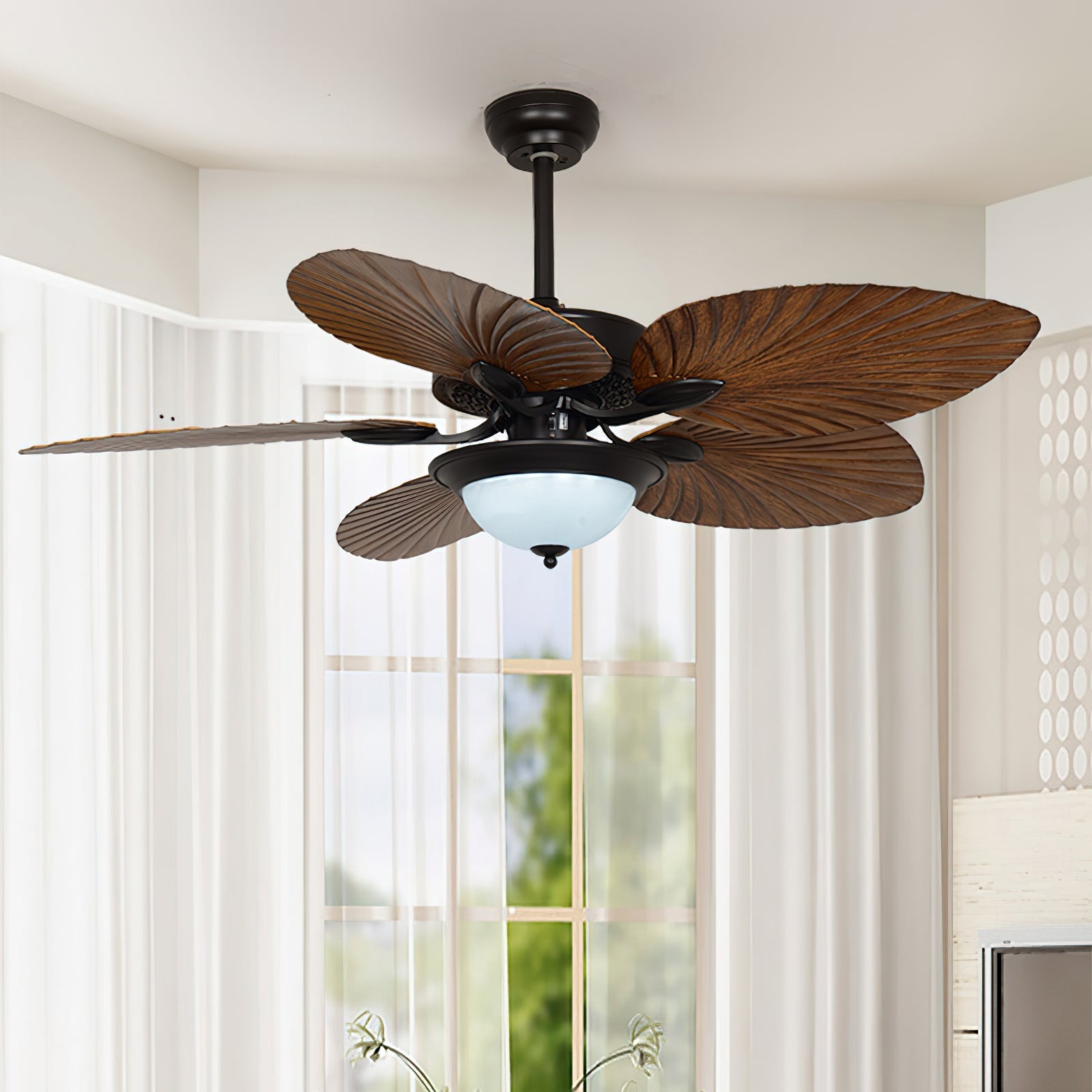 Yearn Natural Classic Walnut Acrylic Ceiling Fan Light - Lamp Copper