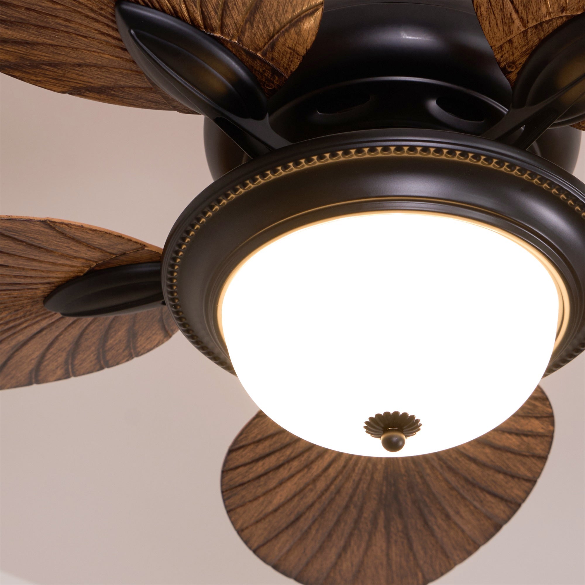 Yearn Natural Classic Walnut Acrylic Ceiling Fan Light - Lamp Copper