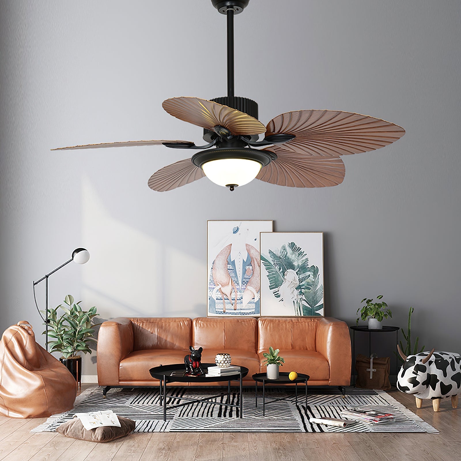 Yearn Natural Classic Walnut Acrylic Ceiling Fan Light - Lamp Copper