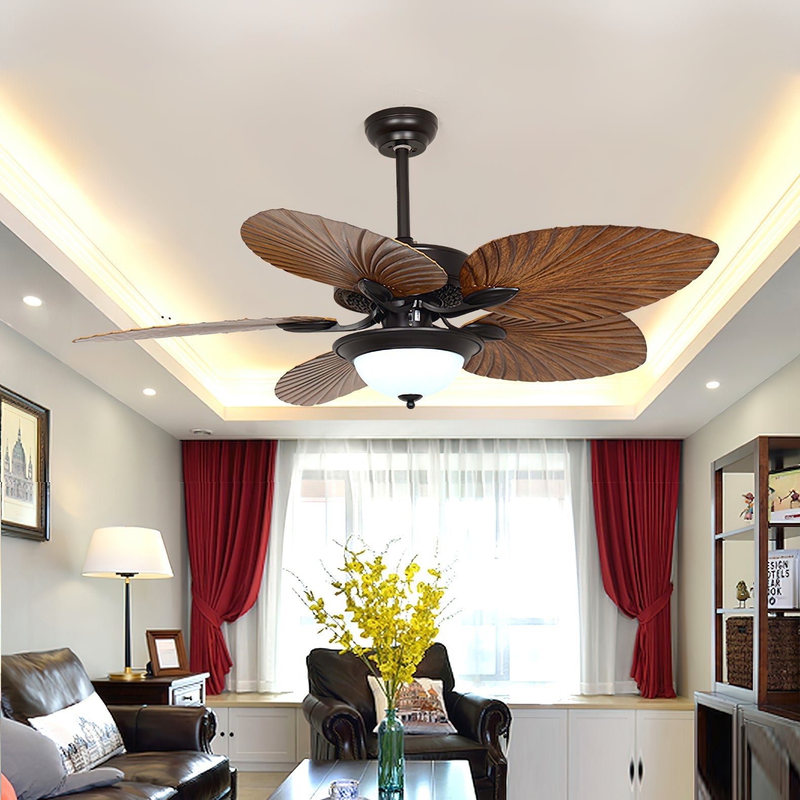 Yearn Natural Classic Walnut Acrylic Ceiling Fan Light - Lamp Copper