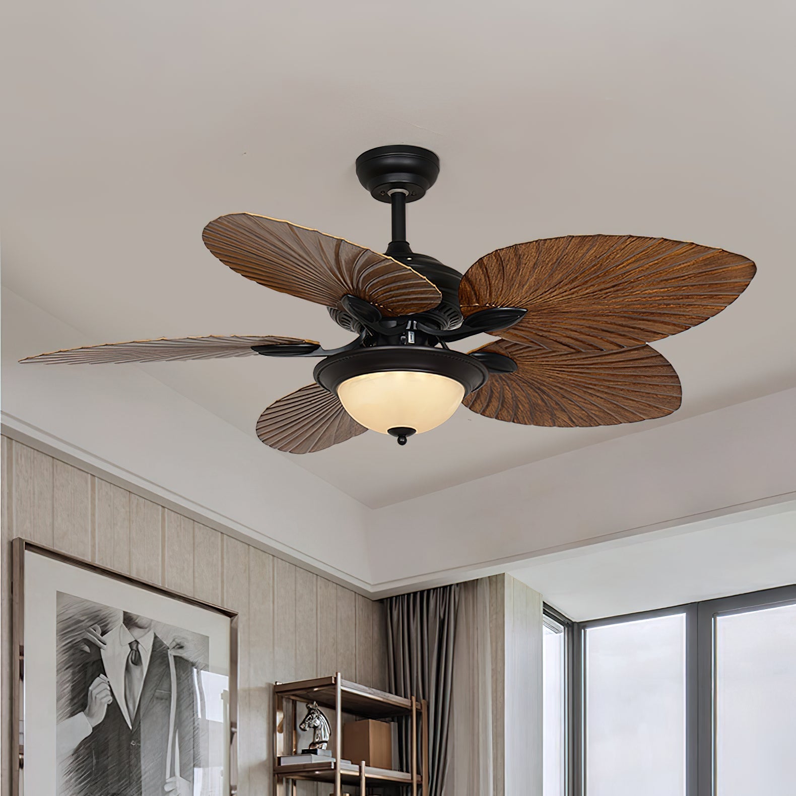 Yearn Natural Classic Walnut Acrylic Ceiling Fan Light - Lamp Copper