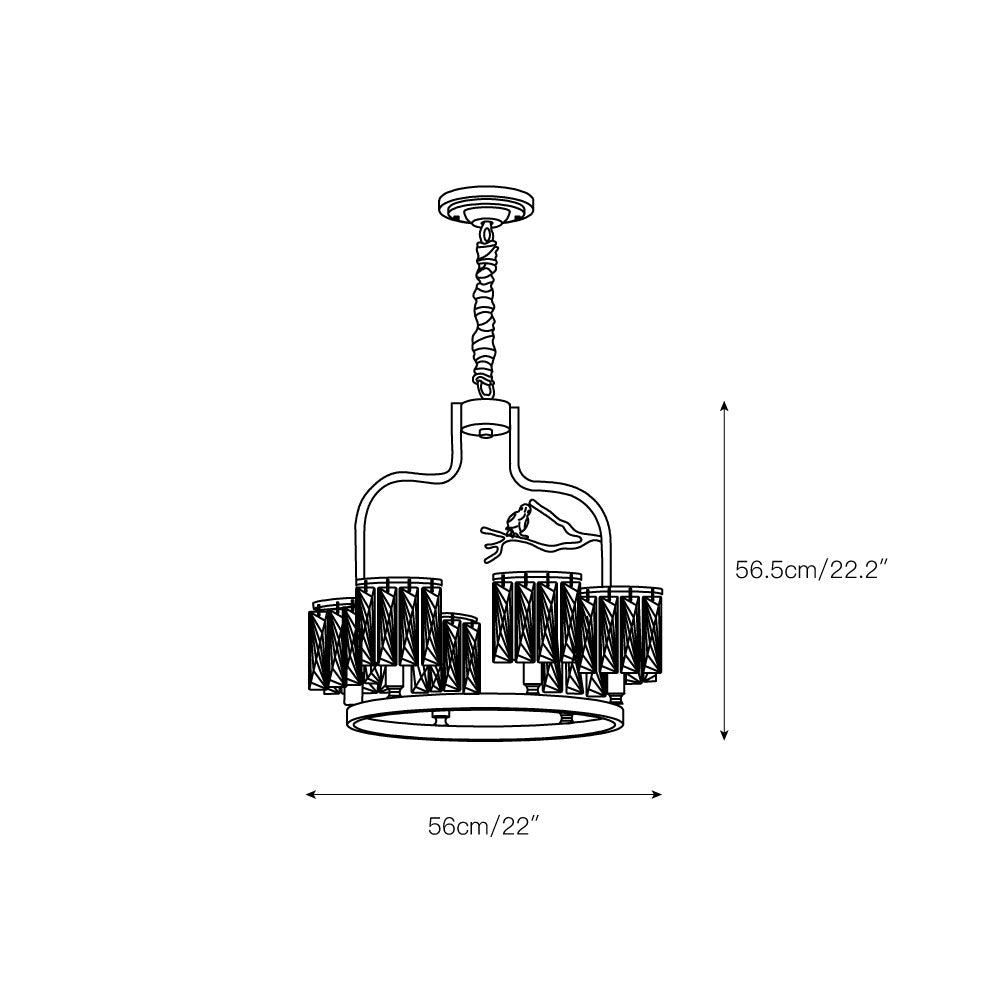 Zephyr Individual Creativity Bird Brass Crystal Chandelier - Lamp Copper
