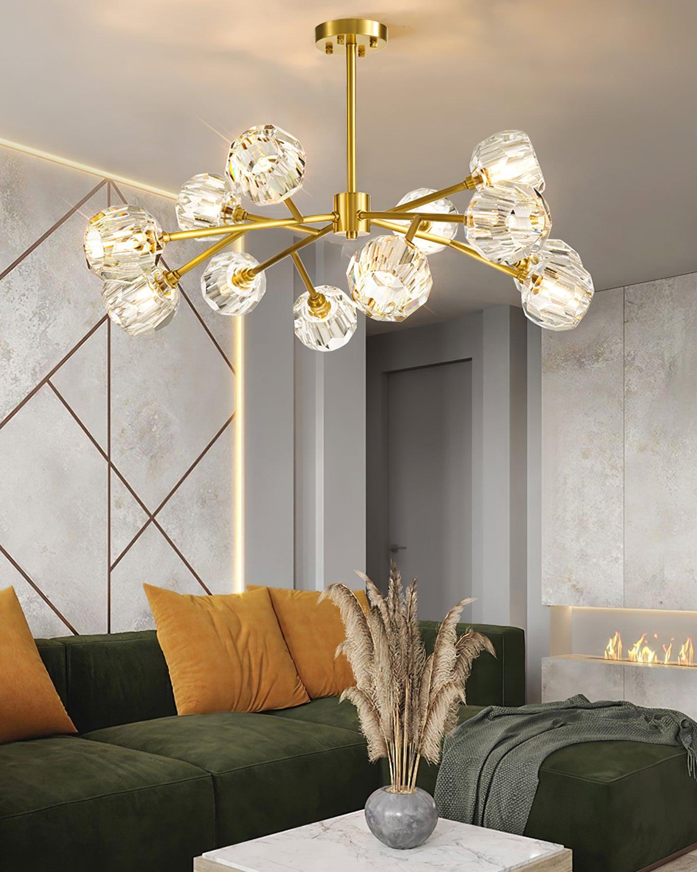 Kristy Chandelier Crystal Ball Brass Elegance - Letslighting