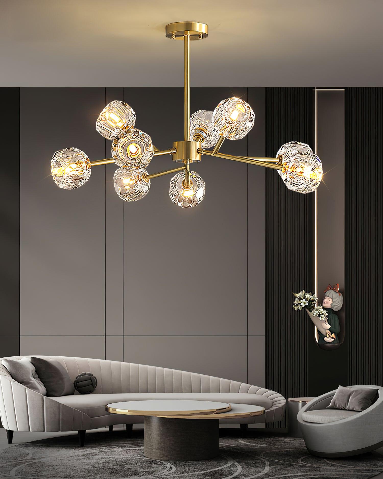 Kristy Chandelier Crystal Ball Brass Elegance - Letslighting