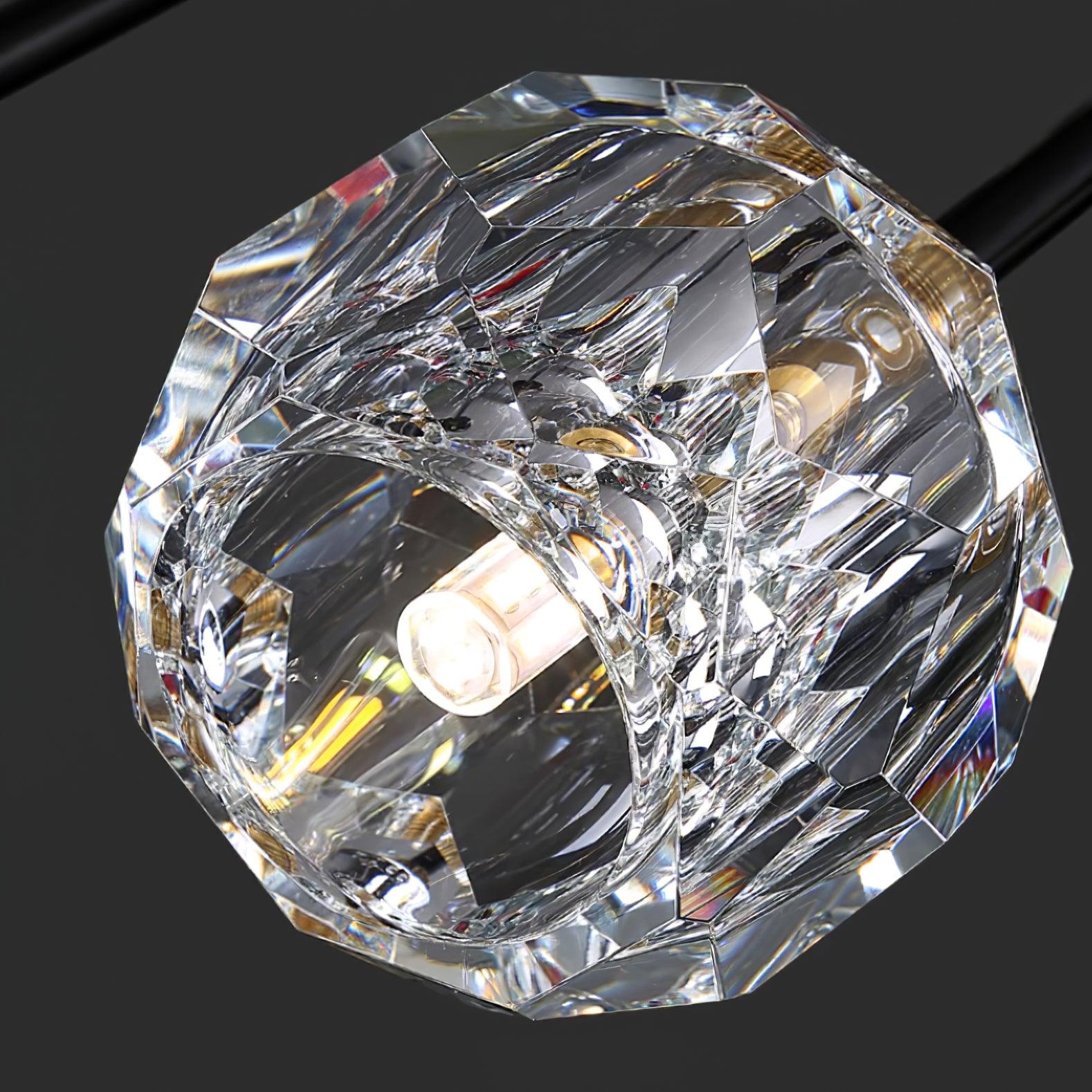 Crystal Ball Chandelier Brass Black Faceted - Letslighting