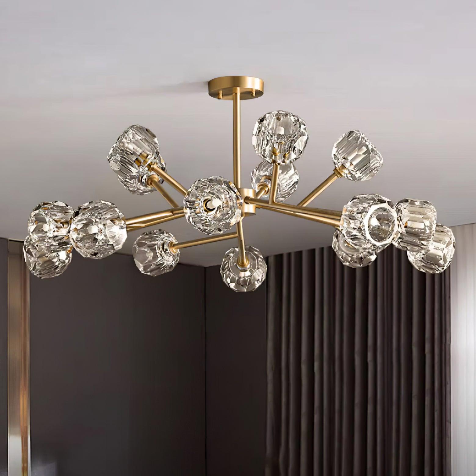 Kristy Chandelier Crystal Ball Brass Elegance - Letslighting