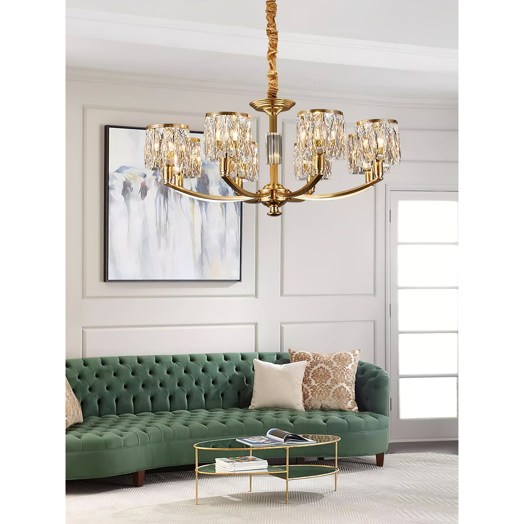 Amber Individual Creativity Column Brass Crystal Chandelier - Lamp Copper