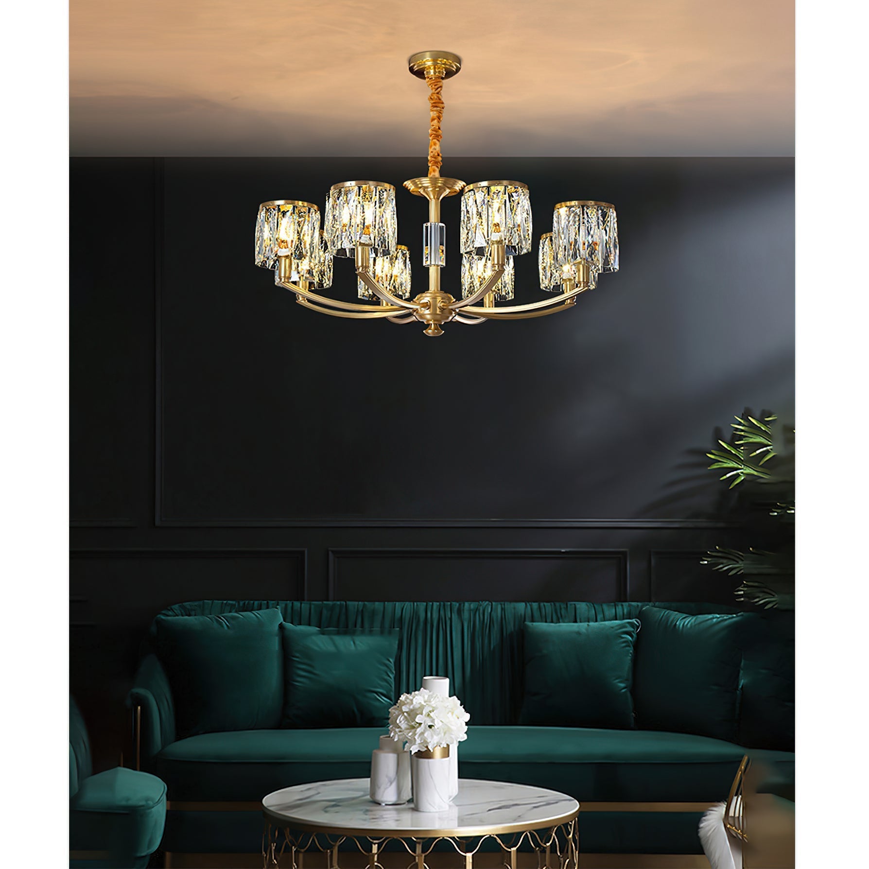 Amber Individual Creativity Column Brass Crystal Chandelier - Lamp Copper