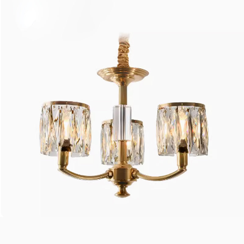 Amber Individual Creativity Column Brass Crystal Chandelier - Lamp Copper