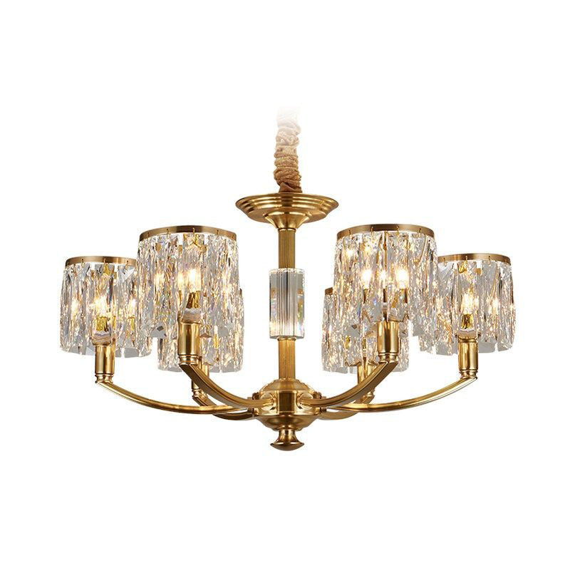 Amber Individual Creativity Column Brass Crystal Chandelier - Lamp Copper