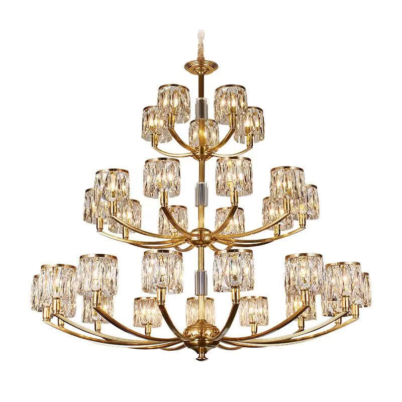 Amber Individual Creativity Column Brass Crystal Chandelier - Lamp Copper
