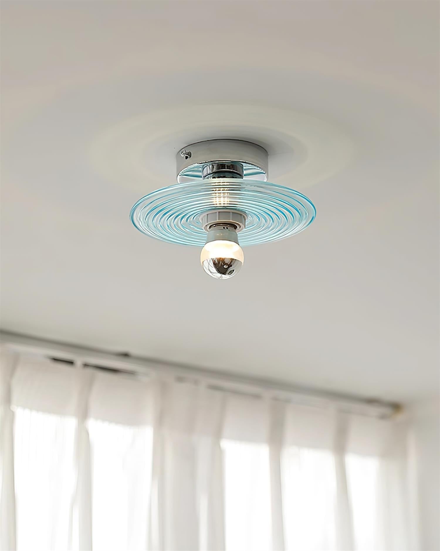 Curios Ceiling Light Ripple Glass Chrome Modern - Letslighting